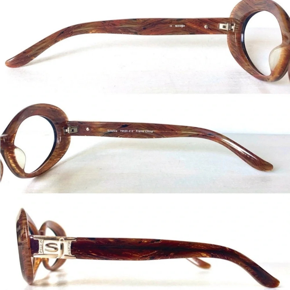 Vintage WIDE FIT Acetate EyeGlasses Amber Caramel Auburn NOS 1990’s Eyeglasses